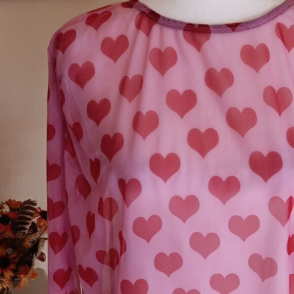 Groovy Gal Heart Sheer Top. Elevated Indie, Akubi, Whimsical - Picture 2 of 7